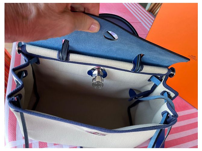 Herbag Hermès Cerniera a sacco 31 Crema Silver hardware - vista 8