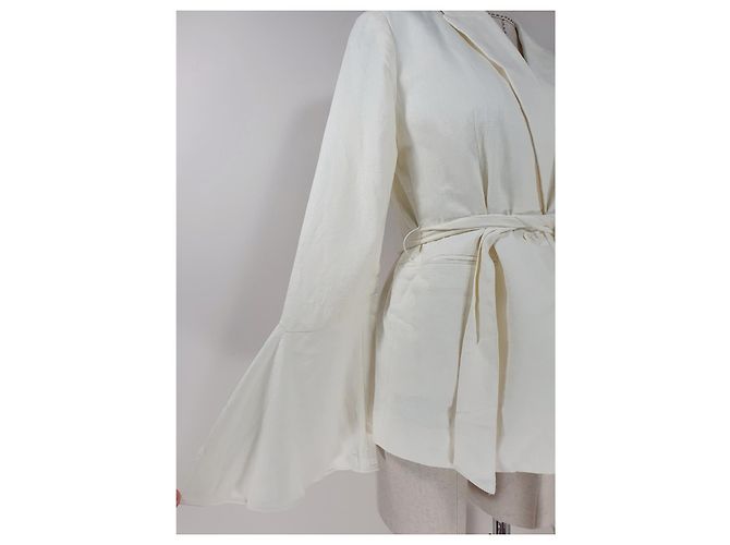 Blazer Free People blanco de lino y viscosa - vista 3