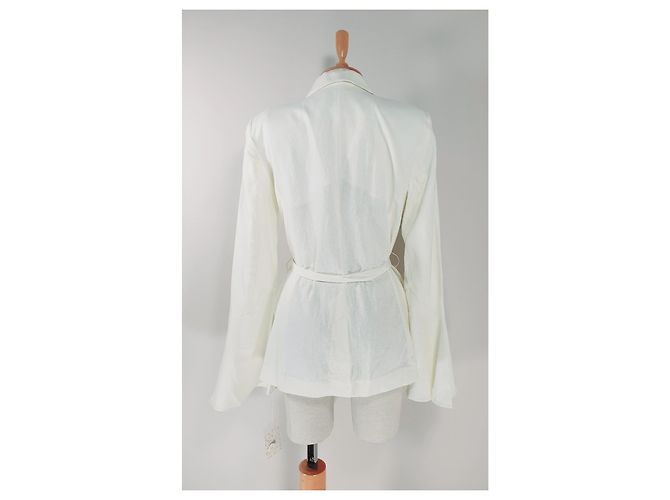 Blazer Free People blanco de lino y viscosa - vista 4