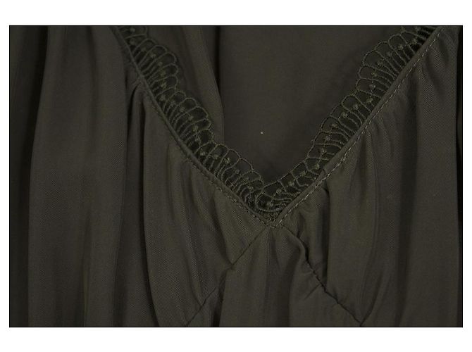 Dondup Schwarzes Viskose-Mini-Sleeveless-Layer-Spaghettikleid mit Rüschensaum Größe 40 - Ansicht 6