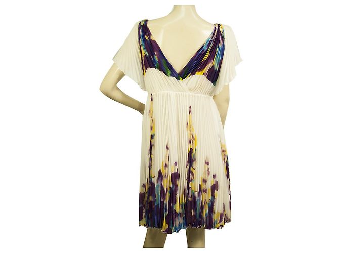 DVF Diane Von Furstenberg Dagny Multicolor Flutter Pleated Mini Dress size 4 Multiple colors - view 2