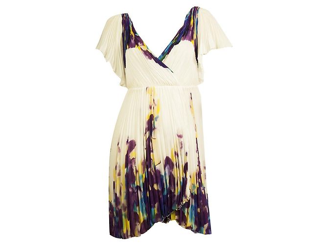 DVF Diane Von Furstenberg Dagny Multicolor Flutter Pleated Mini Dress size 4 Multiple colors - view 6