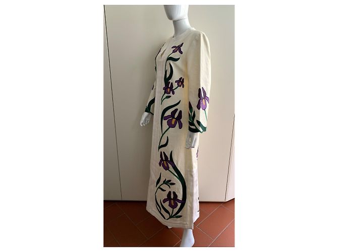 Tory Burch Linen canvas embroidered Iris tunic - view 12