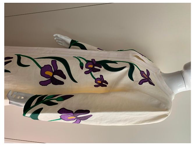 Tory Burch Linen canvas embroidered Iris tunic - view 13