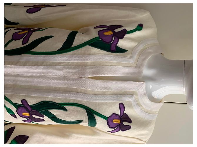 Tory Burch Linen canvas embroidered Iris tunic - view 14
