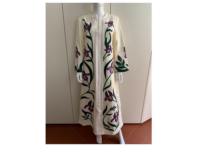 Tory Burch Linen canvas embroidered Iris tunic - view 5