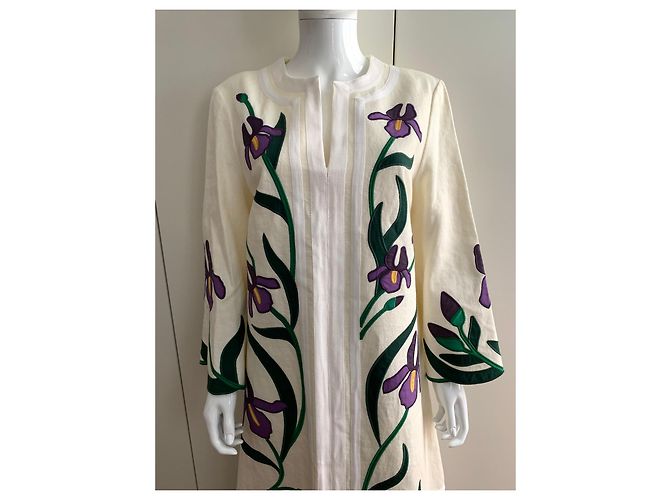 Tory Burch Linen canvas embroidered Iris tunic - view 6