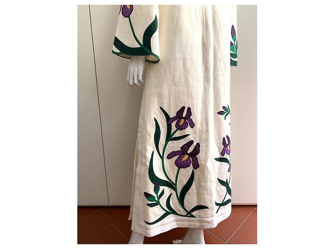 Tory Burch Linen canvas embroidered Iris tunic - view 7