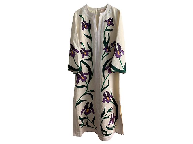 Tory Burch Linen canvas embroidered Iris tunic - view 8