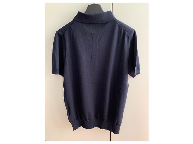 Moncler Polo coton maille bleu marine - vue 2