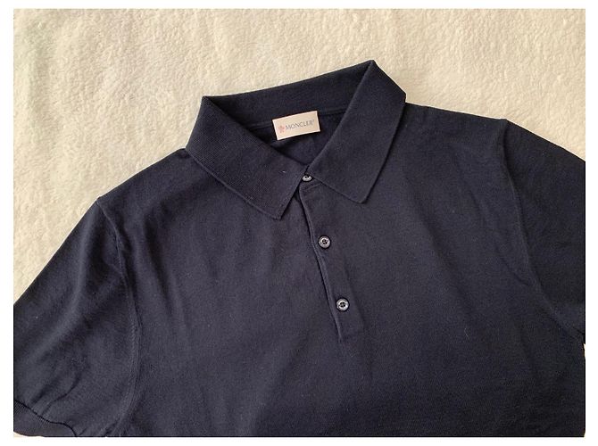 Moncler Polo coton maille bleu marine - vue 3