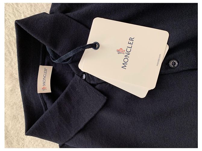 Moncler Polo coton maille bleu marine - vue 4