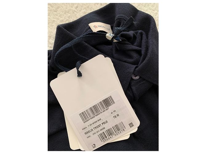 Moncler Polo coton maille bleu marine - vue 5