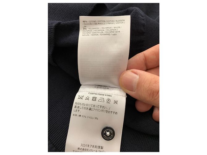Moncler Polo coton maille bleu marine - vue 7