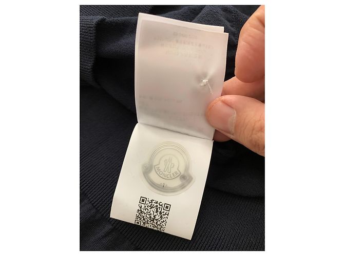 Moncler Polo coton maille bleu marine - vue 8