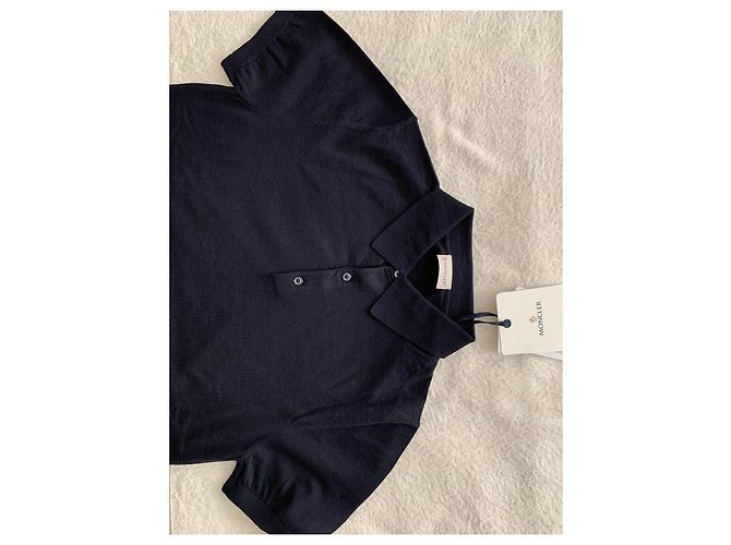 Moncler Polo coton maille bleu marine - vue 9
