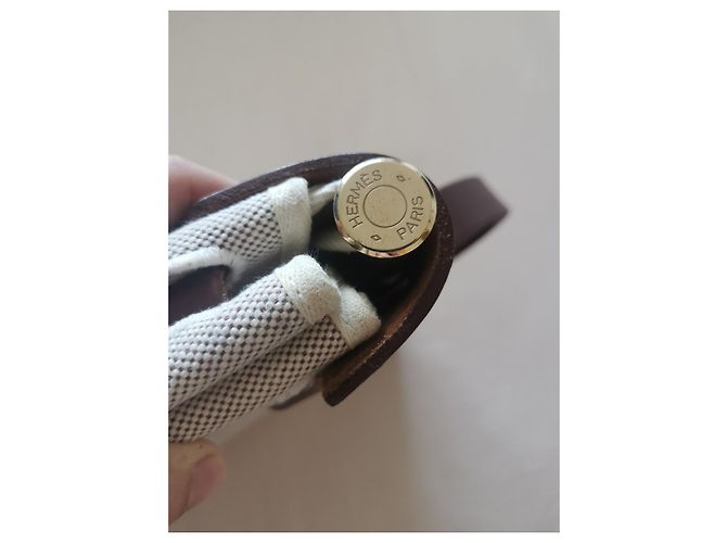 Hermès Hardware vintage Hermes Ado PM Herbag in oro Beige Marrone scuro - vista 9