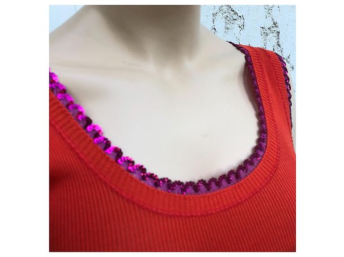 Camiseta sin mangas de malla roja Sonia By Sonia Rykiel algodón - vista 3