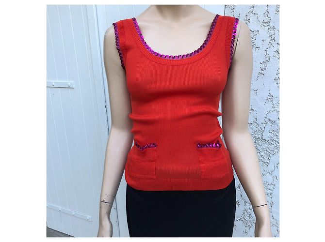 Camiseta sin mangas de malla roja Sonia By Sonia Rykiel algodón - vista 5