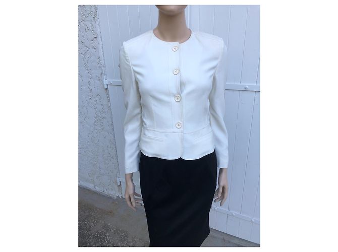 Giacca Burberry Eggshell in Seta e Viscosa Bianco sporco - vista 14