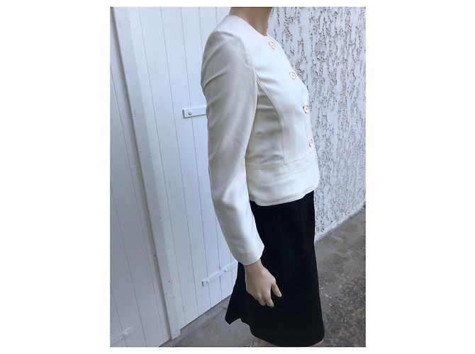 Giacca Burberry Eggshell in Seta e Viscosa Bianco sporco - vista 15