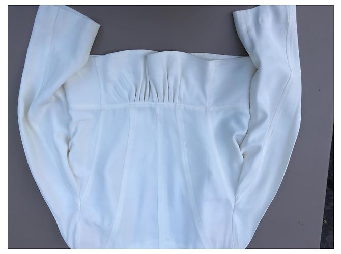 Giacca Burberry Eggshell in Seta e Viscosa Bianco sporco - vista 2