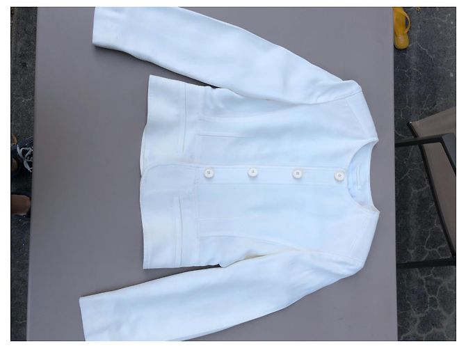 Giacca Burberry Eggshell in Seta e Viscosa Bianco sporco - vista 3