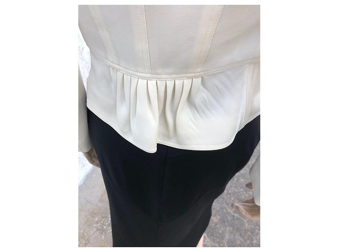 Giacca Burberry Eggshell in Seta e Viscosa Bianco sporco - vista 6