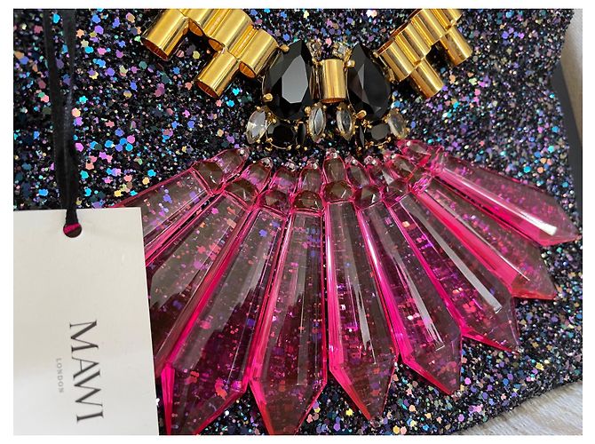 Mawi Multi-Glitzer-Clutch mit Stacheln Schwarz - Ansicht 2