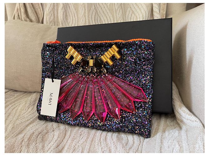 Mawi Multi-Glitzer-Clutch mit Stacheln Schwarz - Ansicht 3