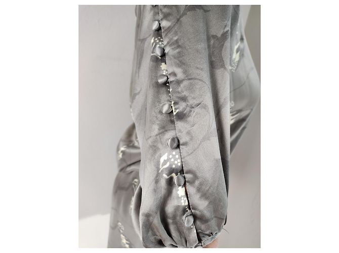 Autre Marque Margit Brandt Seidenkleid Grau - Ansicht 2
