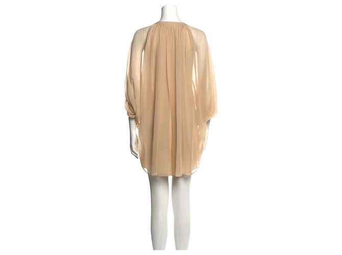Diane Von Furstenberg DvF Fleurette Champagnerfarbenes Chiffonkleid aus Seide Beige - Ansicht 2