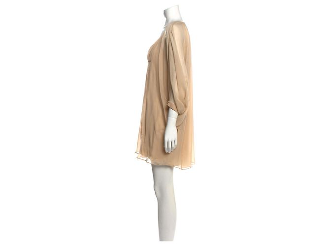 Diane Von Furstenberg DvF Fleurette Champagnerfarbenes Chiffonkleid aus Seide Beige - Ansicht 3