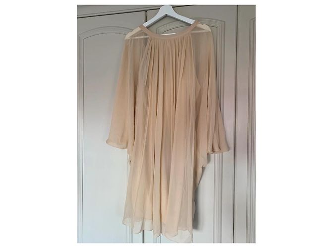 Diane Von Furstenberg DvF Fleurette Champagnerfarbenes Chiffonkleid aus Seide Beige - Ansicht 5