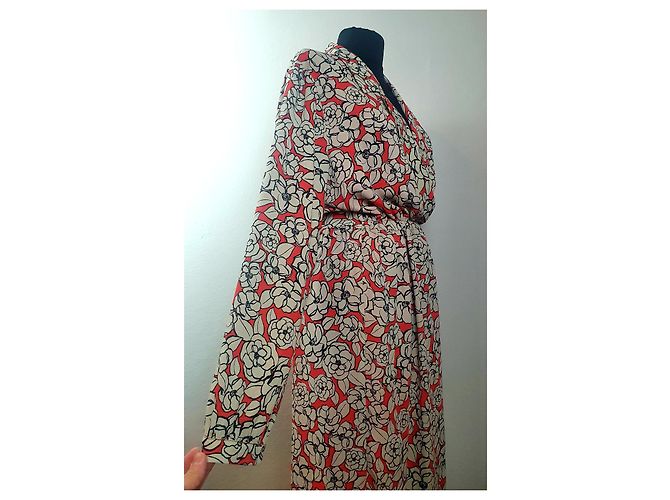 Abito a portafoglio midi Selected SLFREBA rosso multicolore - vista 3