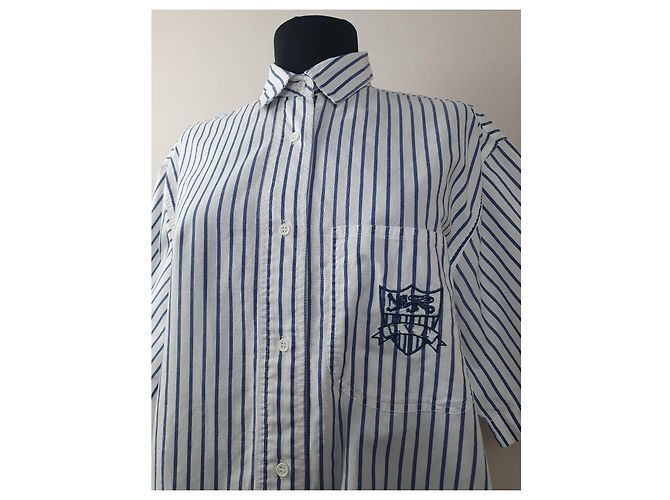 Camisa Diane Von Furstenberg de Rayas de Algodón Blanco Azul - vista 2