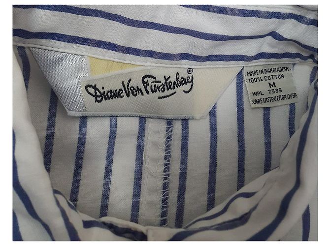 Camisa Diane Von Furstenberg de Rayas de Algodón Blanco Azul - vista 6
