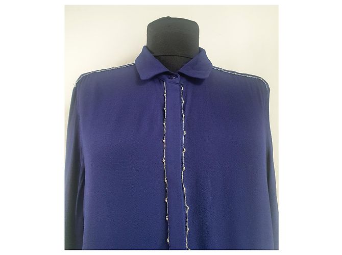Camicia Baum und Pferdgarten Blu in Viscosa - vista 2