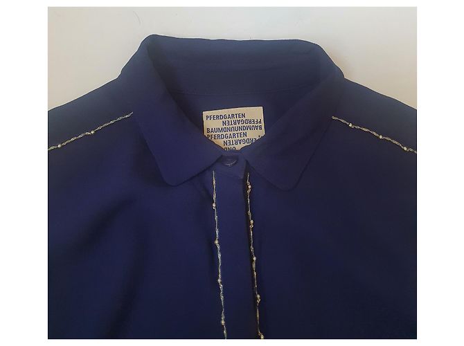 Camicia Baum und Pferdgarten Blu in Viscosa - vista 7