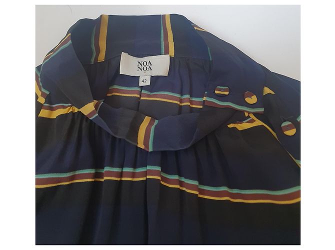 Top Noa Noa in seta e viscosa blu multicolore - vista 5