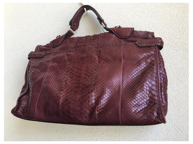 Zagliani Handtasche aus Python Dunkelrot Bordeaux - Ansicht 2