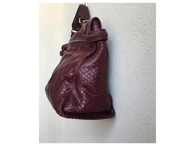 Zagliani Handtasche aus Python Dunkelrot Bordeaux - Ansicht 3