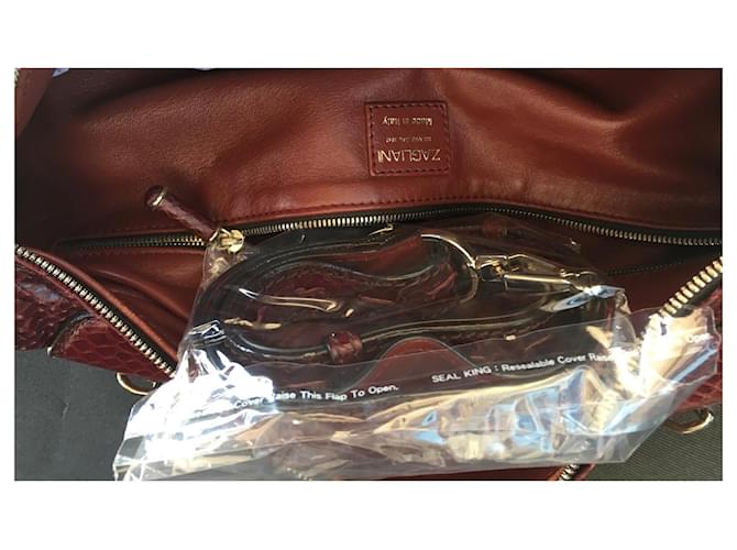 Zagliani Handtasche aus Python Dunkelrot Bordeaux - Ansicht 4