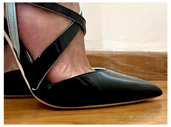 Loriblu Schnallenpumps aus Lackleder Schwarz Hellblau 40 - Ansicht 10