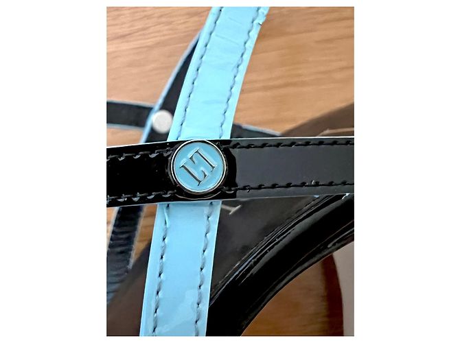 Loriblu Schnallenpumps aus Lackleder Schwarz Hellblau 40 - Ansicht 14