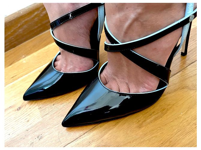 Loriblu Schnallenpumps aus Lackleder Schwarz Hellblau 40 - Ansicht 9