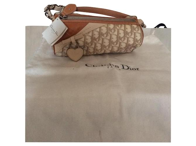CHRISTIAN DIOR MONOGRAM TROTTER ROMANTIQUE Beige Leather ref.577118