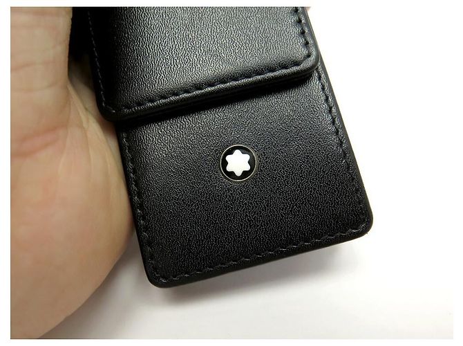 NEW MONTBLANC MEISTERSTUCK PR CASE 2 BLACK LEATHER PENS CASE - view 3