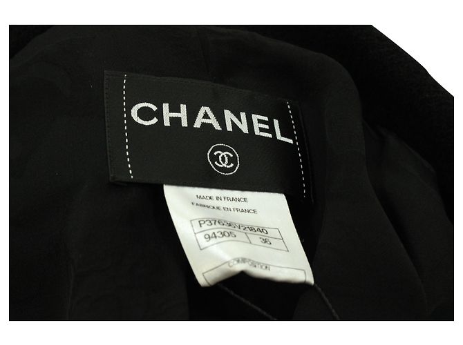 Timeless Chaqueta tipo cárdigan con flecos y escote anudado corto de Chanel en lana negra Negro - vista 4