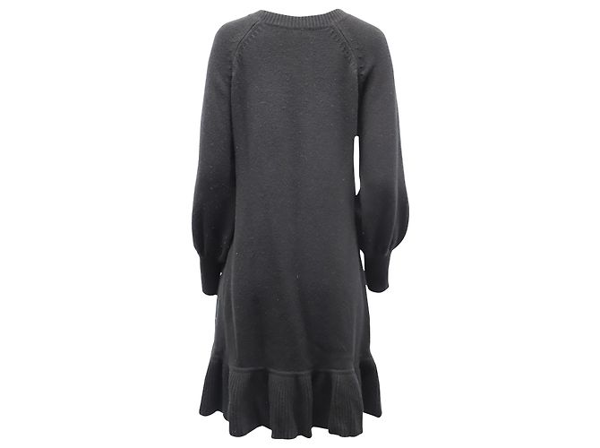Marc by Marc Jacobs CO. Strickkleid mit Bischofsärmeln aus schwarzer Wolle - Ansicht 2